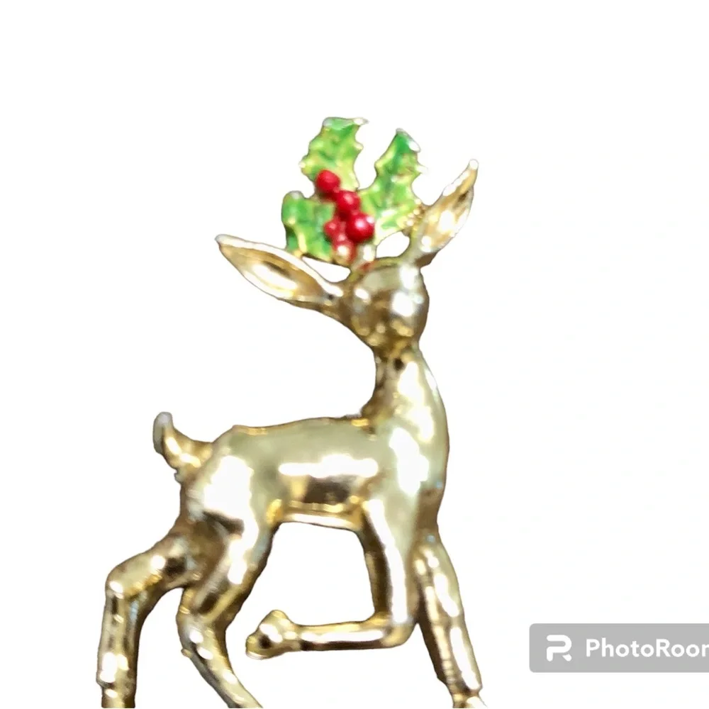 Christmas Vintage Enamel Reindeer Pin by Gerry's Antlers